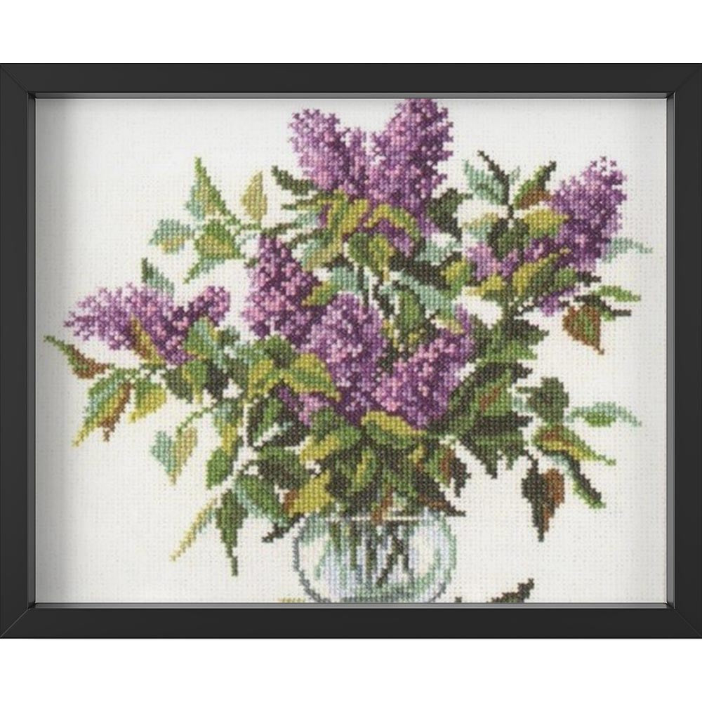 Kreuzstich - Fliederbouquet | 25x25 cm - Diy - Fadenkunst