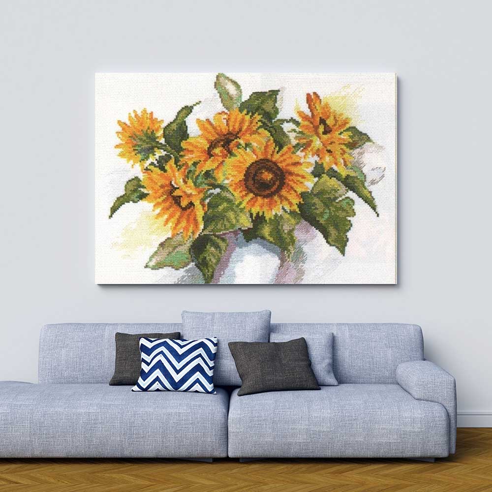 Kreuzstich - Sonnenblumen | 35x30 cm - Diy - Fadenkunst