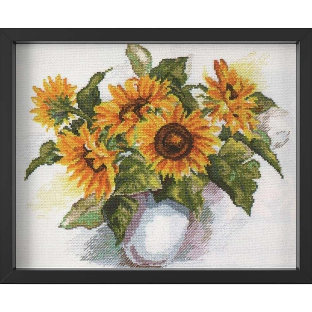 Kreuzstich - Sonnenblumen | 35x30 cm - Diy - Fadenkunst