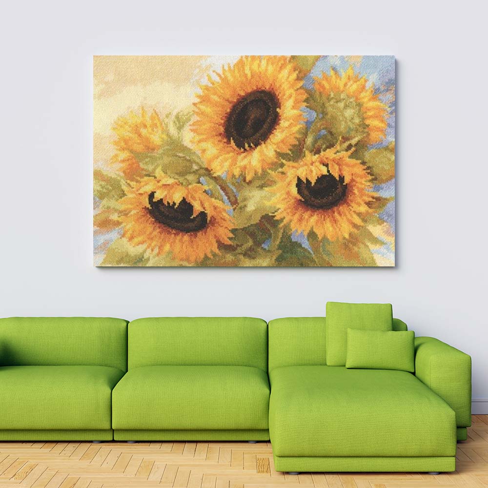 Kreuzstich - Sonnenblumen Träume | 40x30 cm - Diy - Fadenkunst