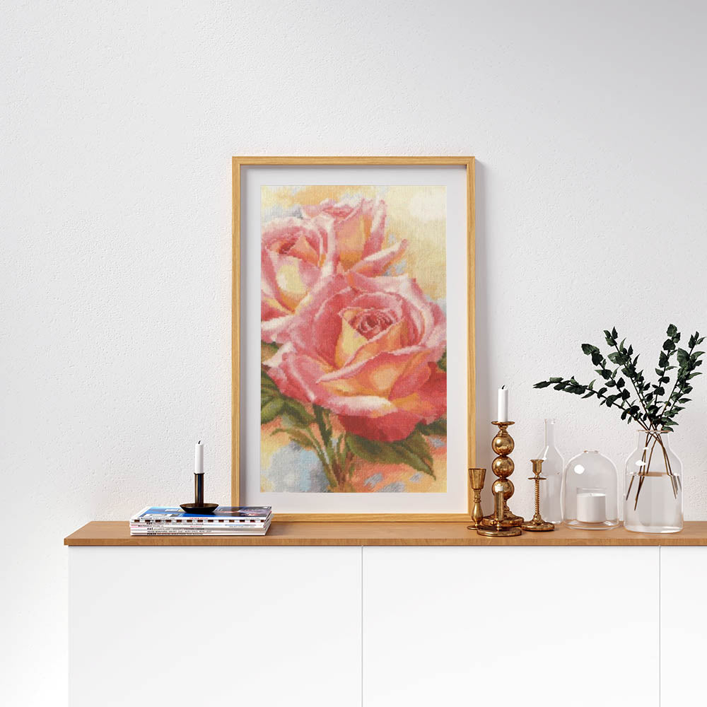 Kreuzstich - Rosa Träume | 30x40 cm - Diy - Fadenkunst
