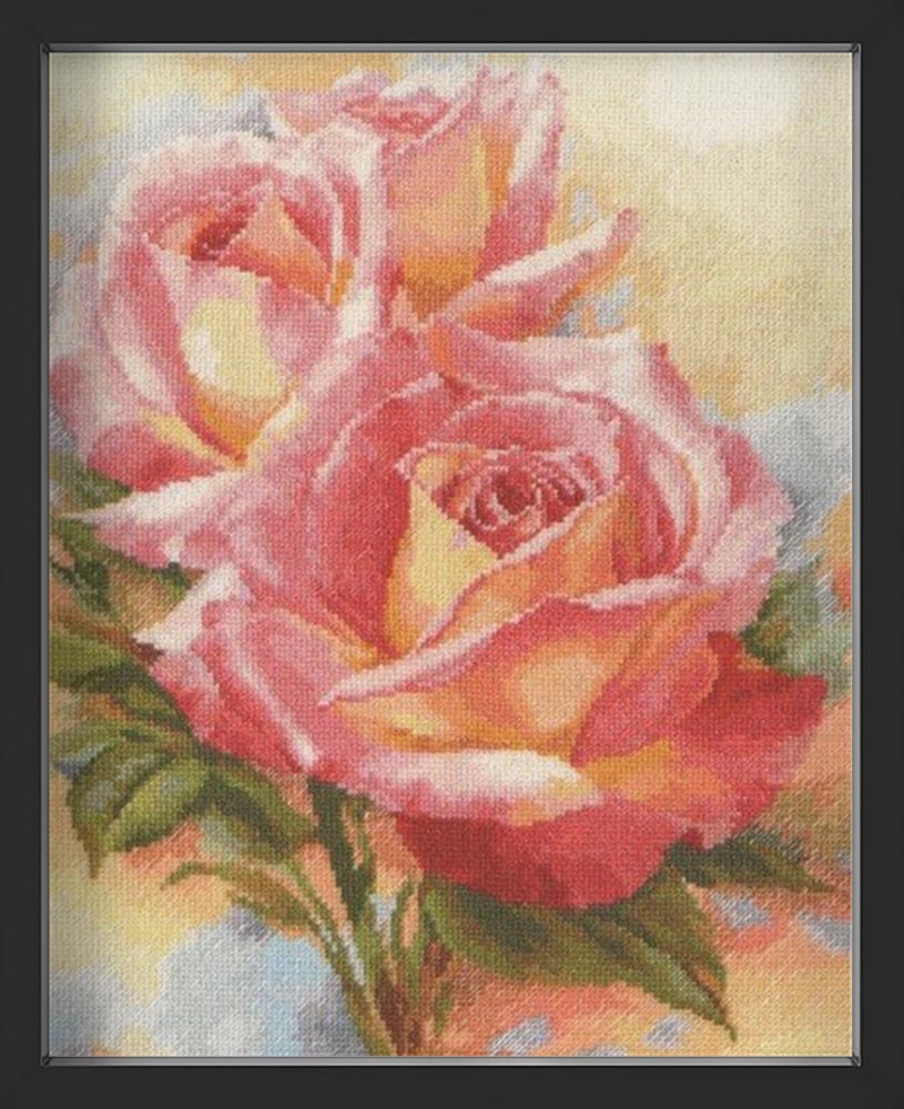 Kreuzstich - Rosa Träume | 30x40 cm - Diy - Fadenkunst