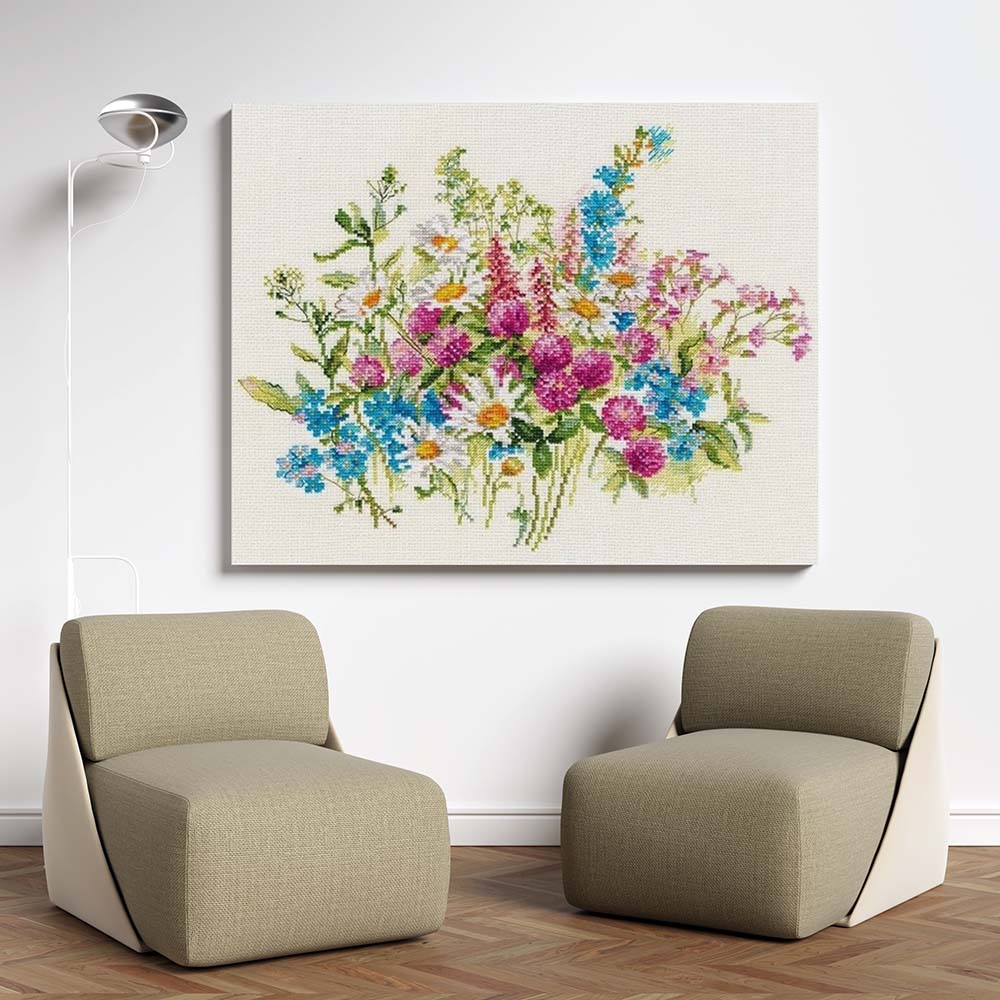 Kreuzstich - Clever & Gänseblümchen | 30x25 cm - Diy - Fadenkunst