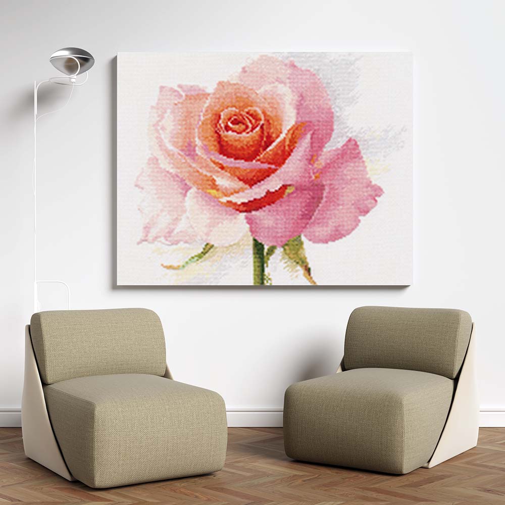 Kreuzstich - Rose Zärtlichkeit | 25x25 cm - Diy - Fadenkunst