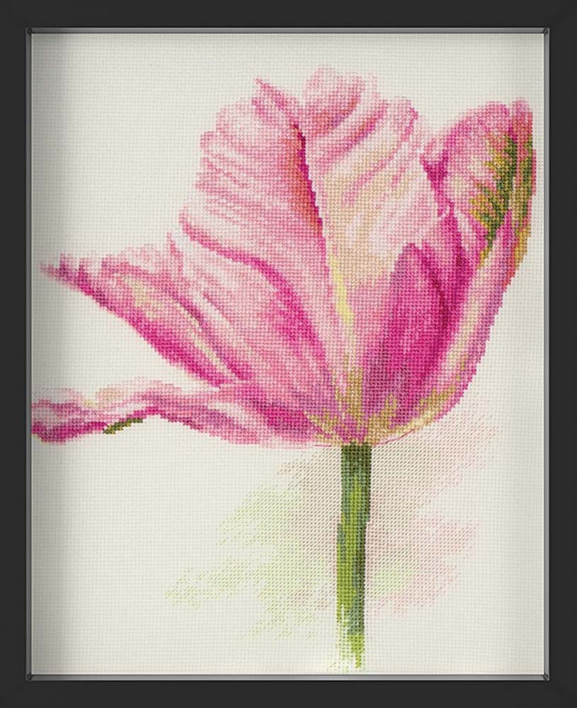 Kreuzstich - Tulpen - Hellrosa | 25x30 cm - Diy - Fadenkunst