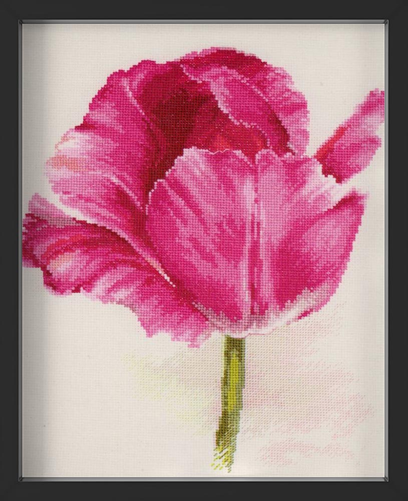 Kreuzstich - Tulpen - Karmesinrot Glühen | 25x30 cm - Diy - Fadenkunst