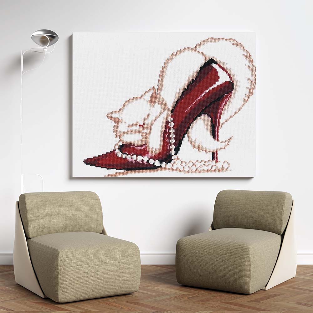Kreuzstich - Kleiner Schuh | 30x25 cm - Diy - Fadenkunst