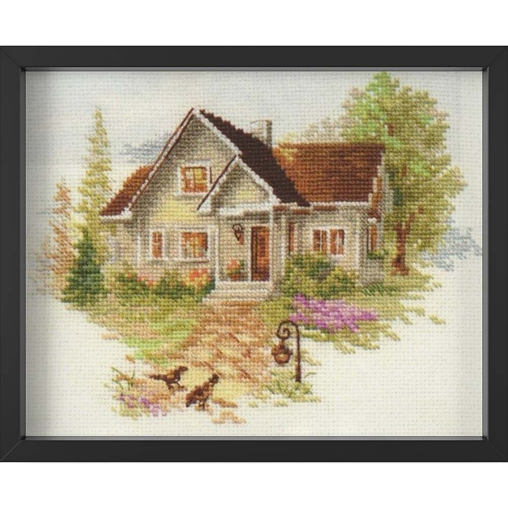 Kreuzstich - Haus Juli | 20x15 cm - Diy - Fadenkunst