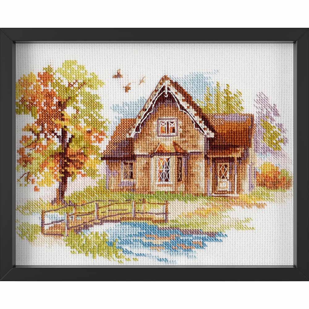 Kreuzstich - Haus Juli | 20x15 cm - Diy - Fadenkunst
