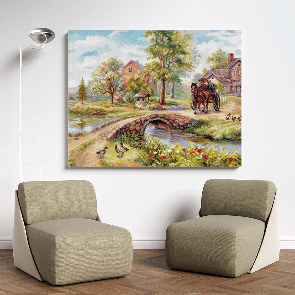 Kreuzstich - Sonntagsspaziergang | 55x35 cm - Diy - Fadenkunst