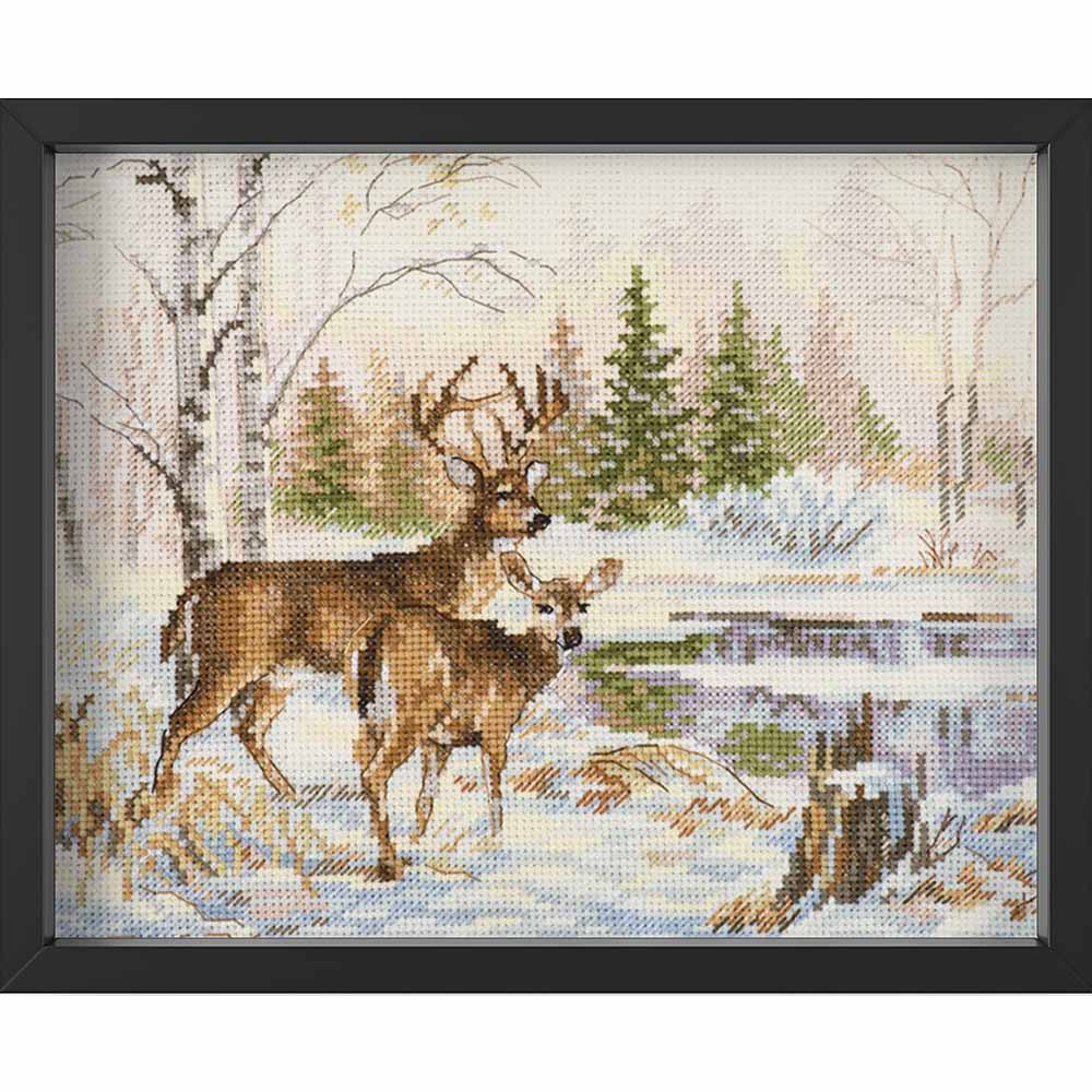 Kreuzstich - Am Waldsee | 25x20 cm - Diy - Fadenkunst
