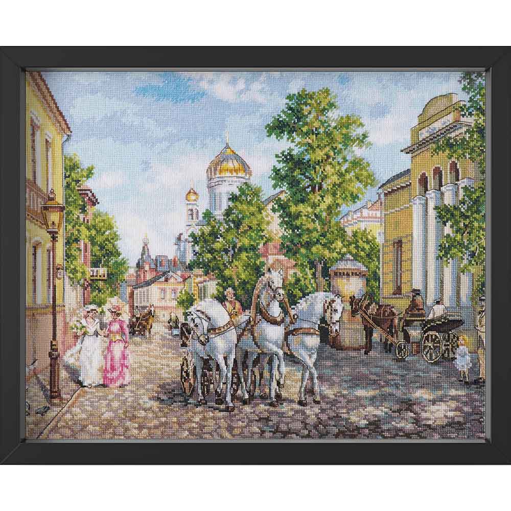 Kreuzstich - Drei Pferde - Der Tempel Christi | 45x35 cm - Diy - Fadenkunst