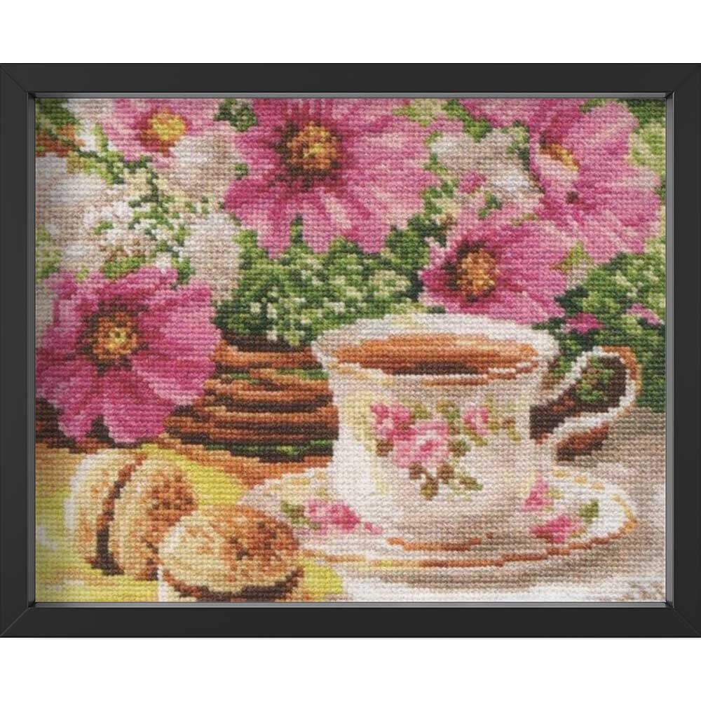 Kreuzstich - Morgentee | 20x20 cm - Diy - Fadenkunst