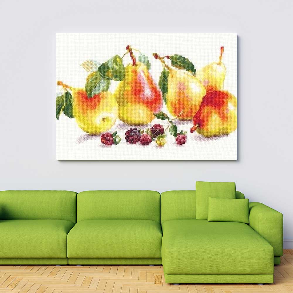 Kreuzstich - Birnen | 40x30 cm - Diy - Fadenkunst