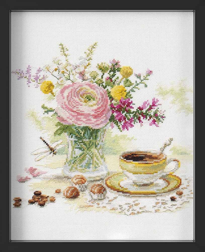 Kreuzstich - Morgenkaffee | 25x25 cm - Diy - Fadenkunst