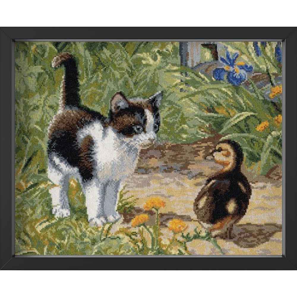 Kreuzstich - Unerwartetes Treffen | 35x30 cm - Diy - Fadenkunst