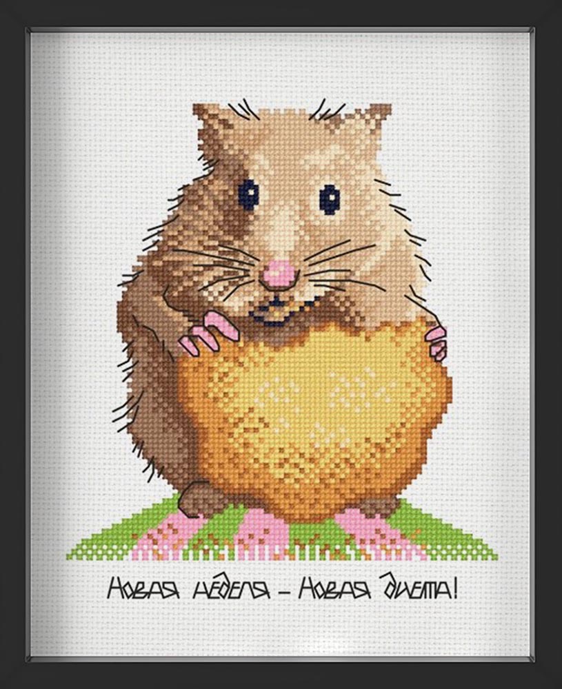 Kreuzstich - Hamster | 20x20 cm - Diy - Fadenkunst