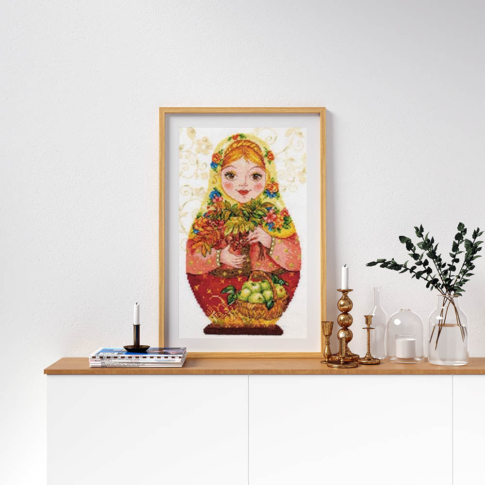 Kreuzstich - Matreshki - Herbstliche Schönheit | 20x30 cm - Diy - Fadenkunst