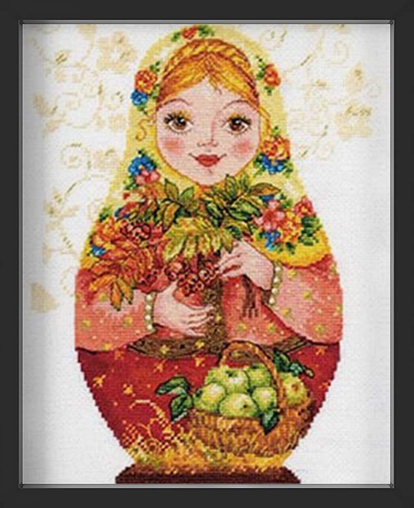 Kreuzstich - Matreshki - Herbstliche Schönheit | 20x30 cm - Diy - Fadenkunst