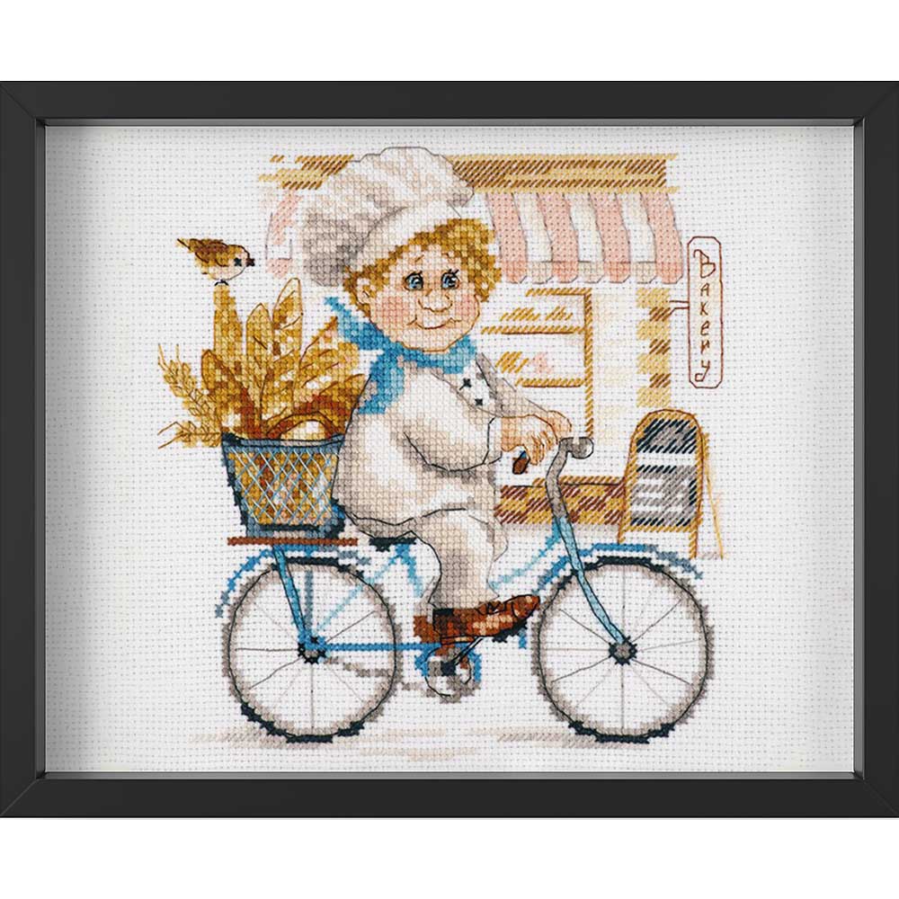 Kreuzstich - Bäcker | 20x20 cm - Diy - Fadenkunst