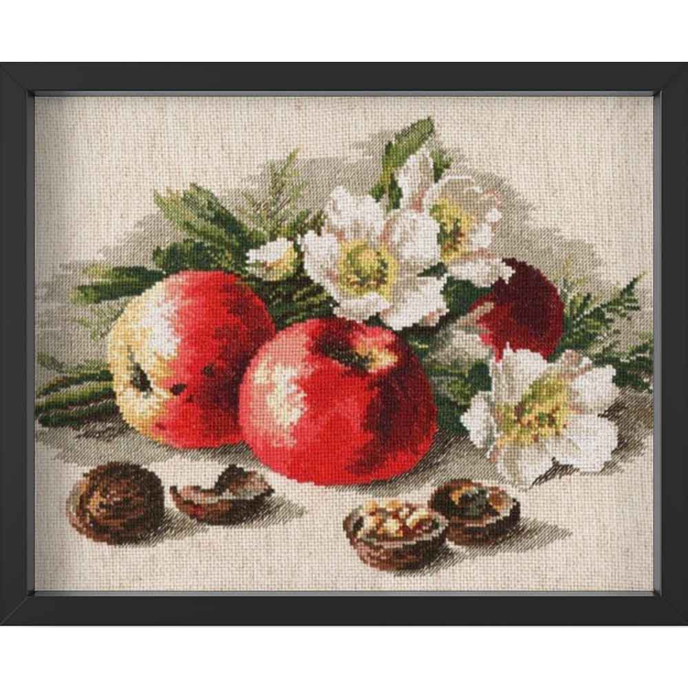 Kreuzstich - Stilleben mit Äpfeln | 40x25 cm - Diy - Fadenkunst