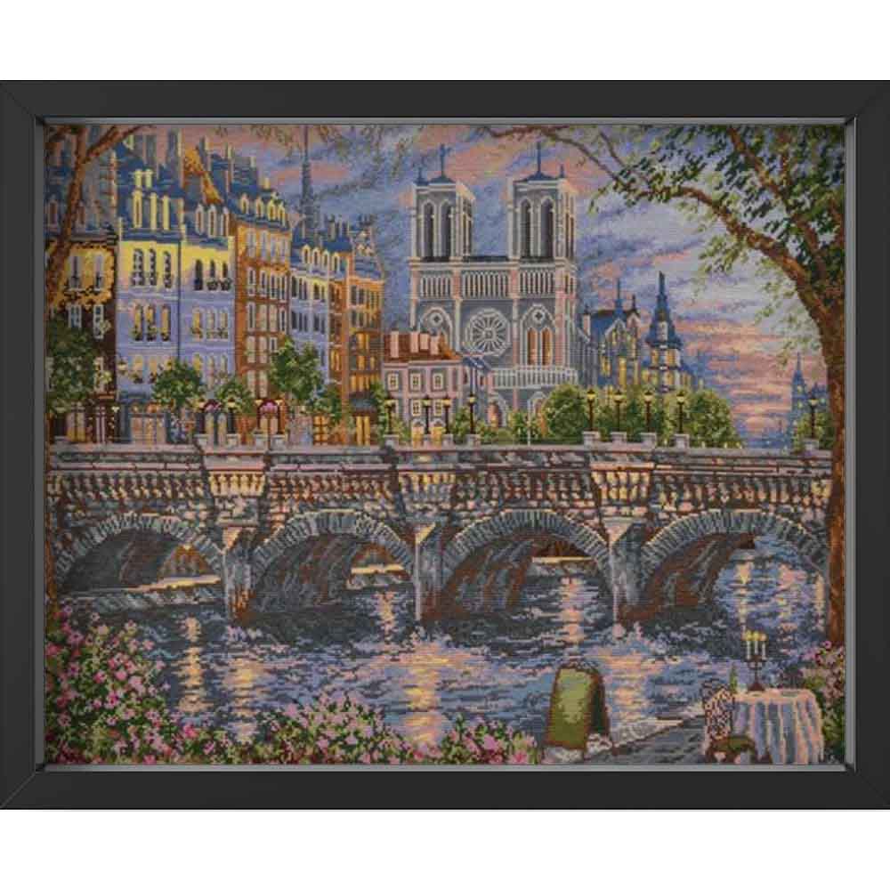 Kreuzstich - Paris - Seine Küste | 50x40 cm - Diy - Fadenkunst