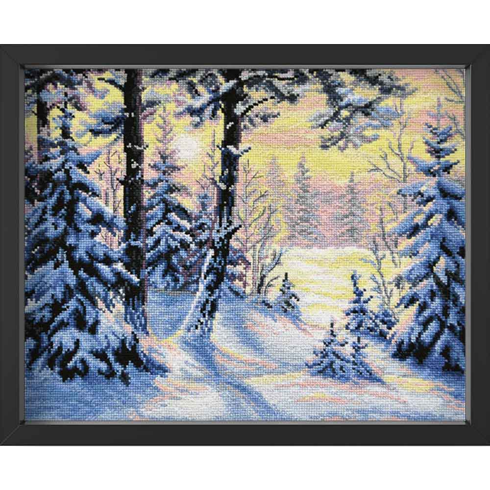 Kreuzstich - Winterwald | 40x30 cm - Diy - Fadenkunst