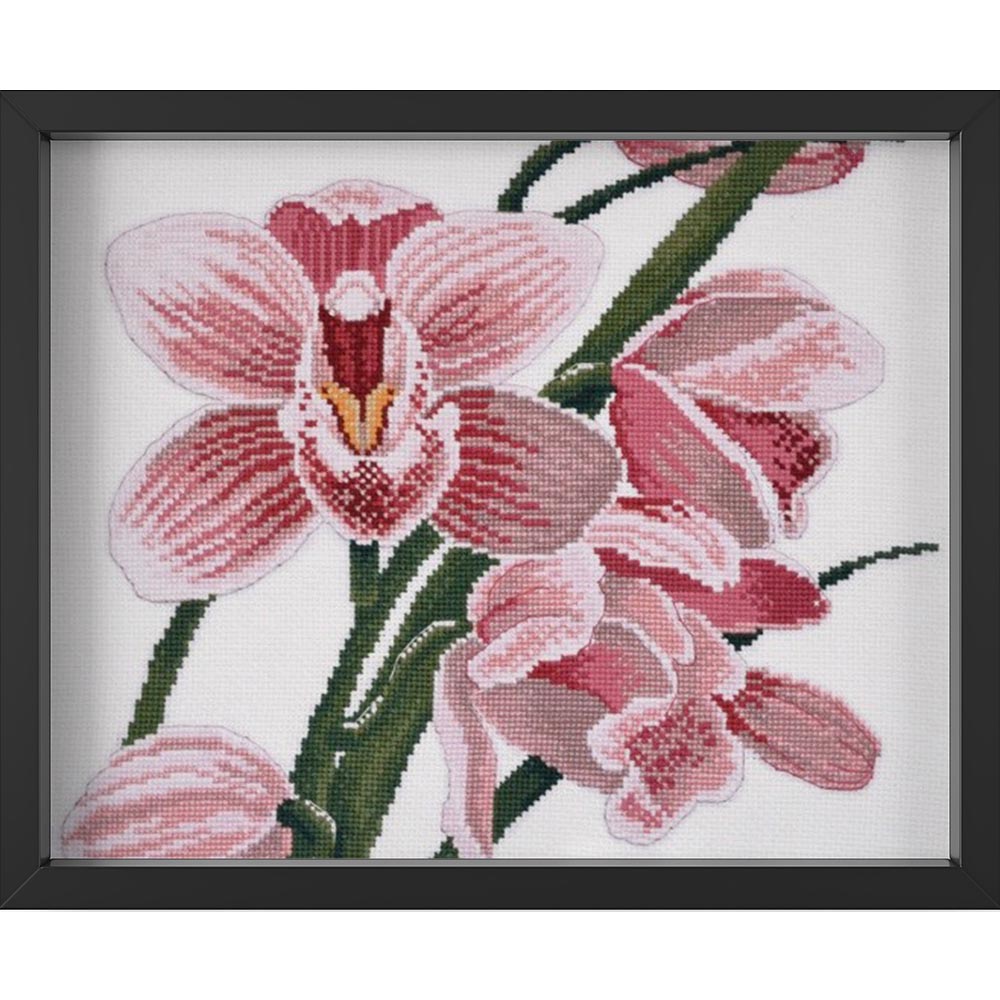 Kreuzstich - Orchidee | 30x30 cm - Diy - Fadenkunst