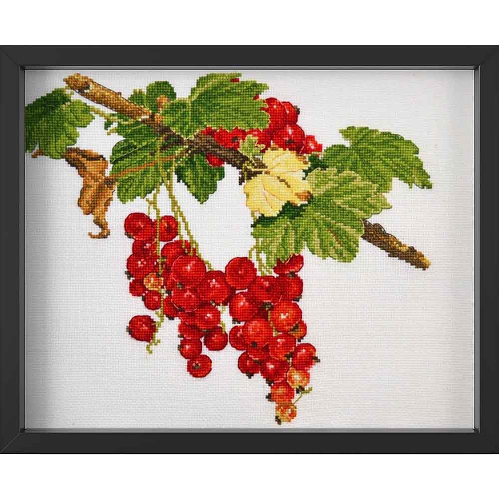 Kreuzstich - Johannisbeere | 30x25 cm - Diy - Fadenkunst