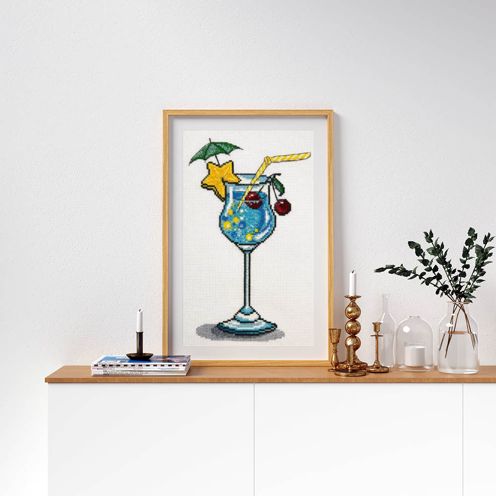 Kreuzstich - Blaue Lagune | 20x25 cm - Diy - Fadenkunst