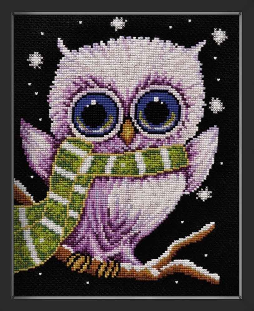 Kreuzstich - Eule | 25x20 cm - Diy - Fadenkunst