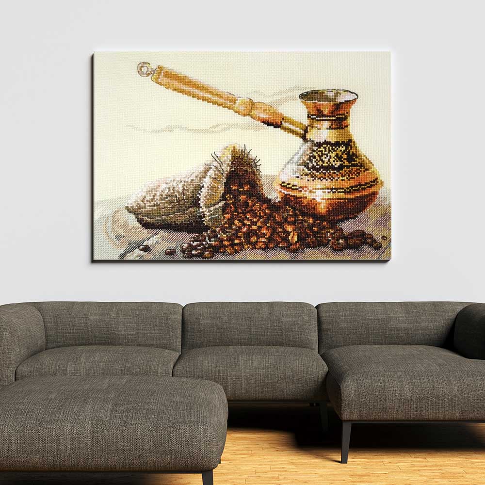 Kreuzstich - Kaffeegeschmack | 35x25 cm - Diy - Fadenkunst