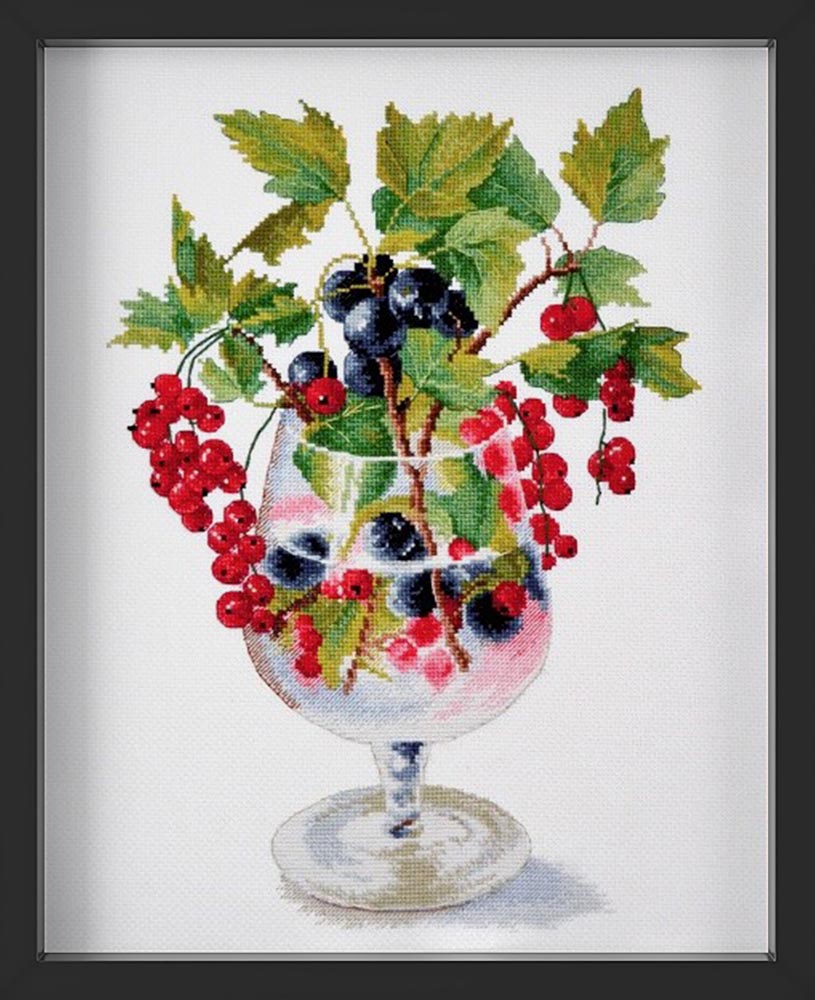 Kreuzstich - Johannisbeere | 25x30 cm - Diy - Fadenkunst