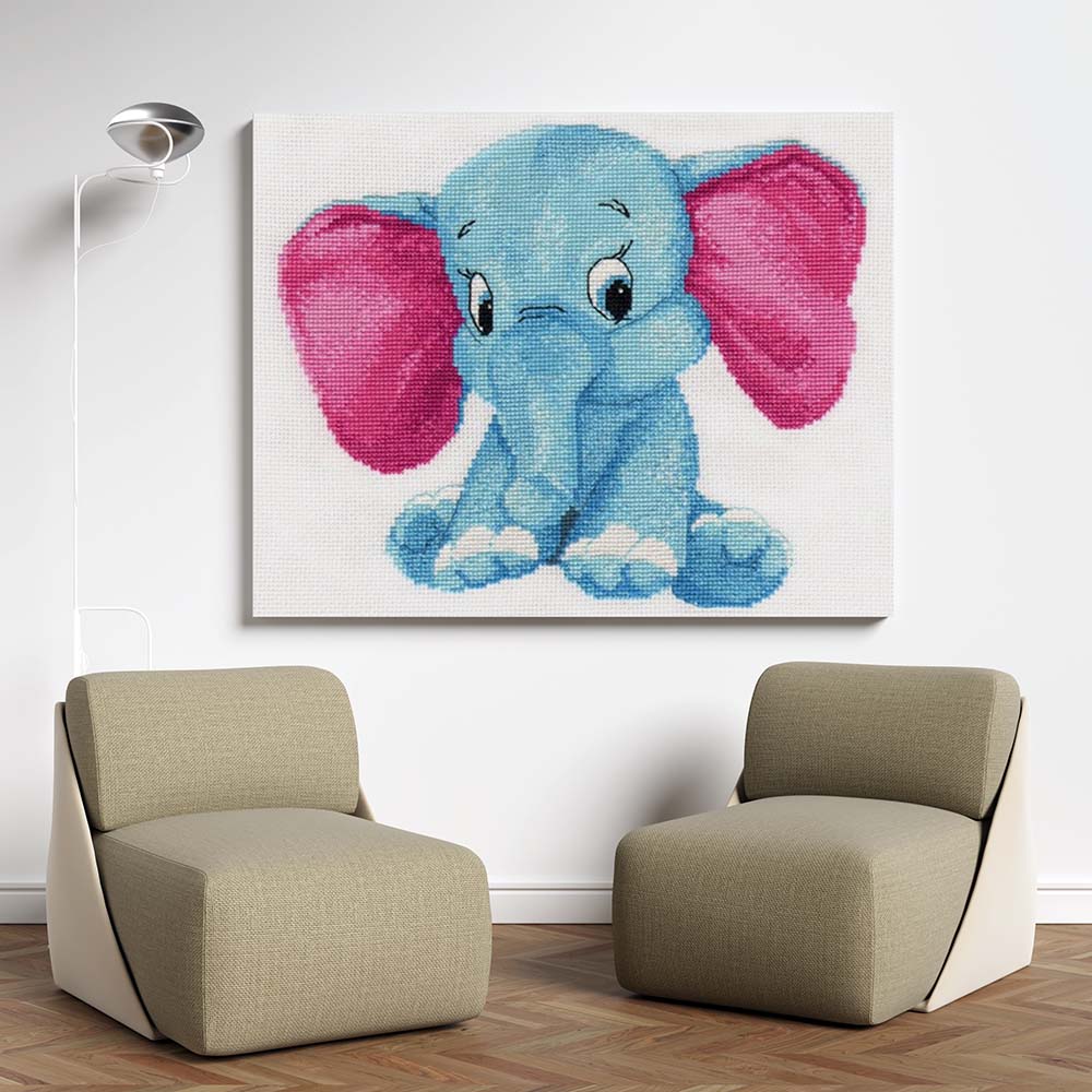 Kreuzstich - Elefant | 25x25 cm - Diy - Fadenkunst