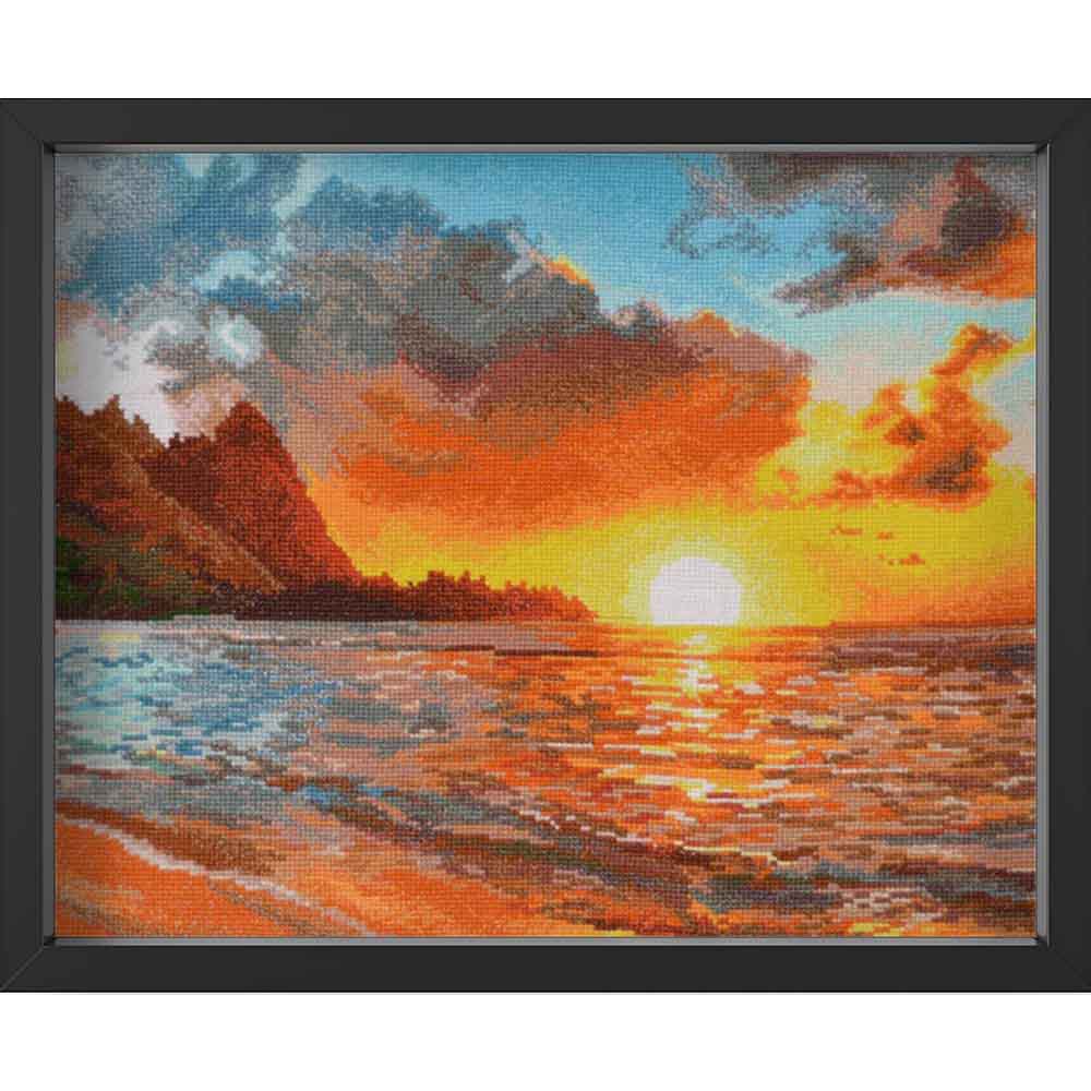 Kreuzstich - Sonnenuntergang Gold | 40x25 cm - Diy - Fadenkunst