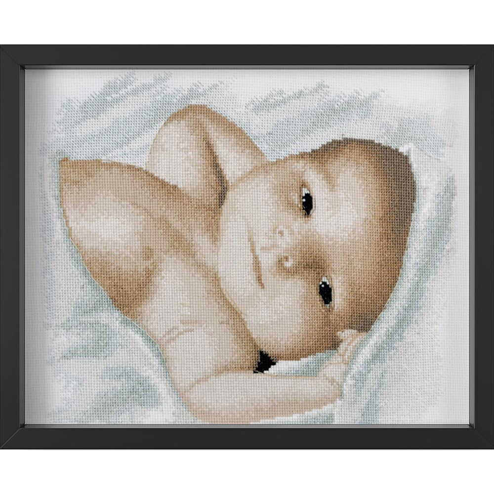 Kreuzstich - Kleines Baby | 25x30 cm - Diy - Fadenkunst