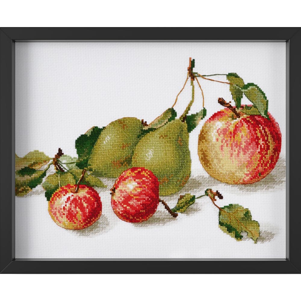 Kreuzstich - Äpfel | 30x20 cm - Diy - Fadenkunst