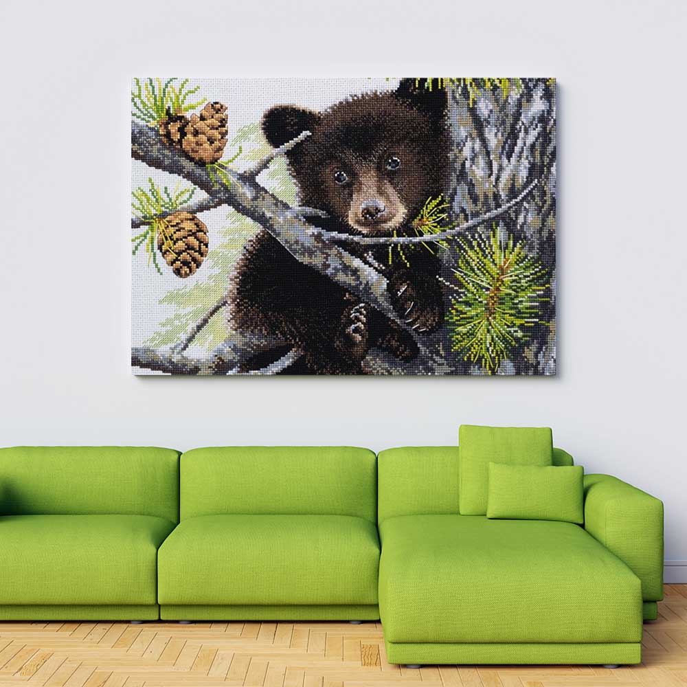 Kreuzstich - Kleiner Bär | 35x30 cm - Diy - Fadenkunst