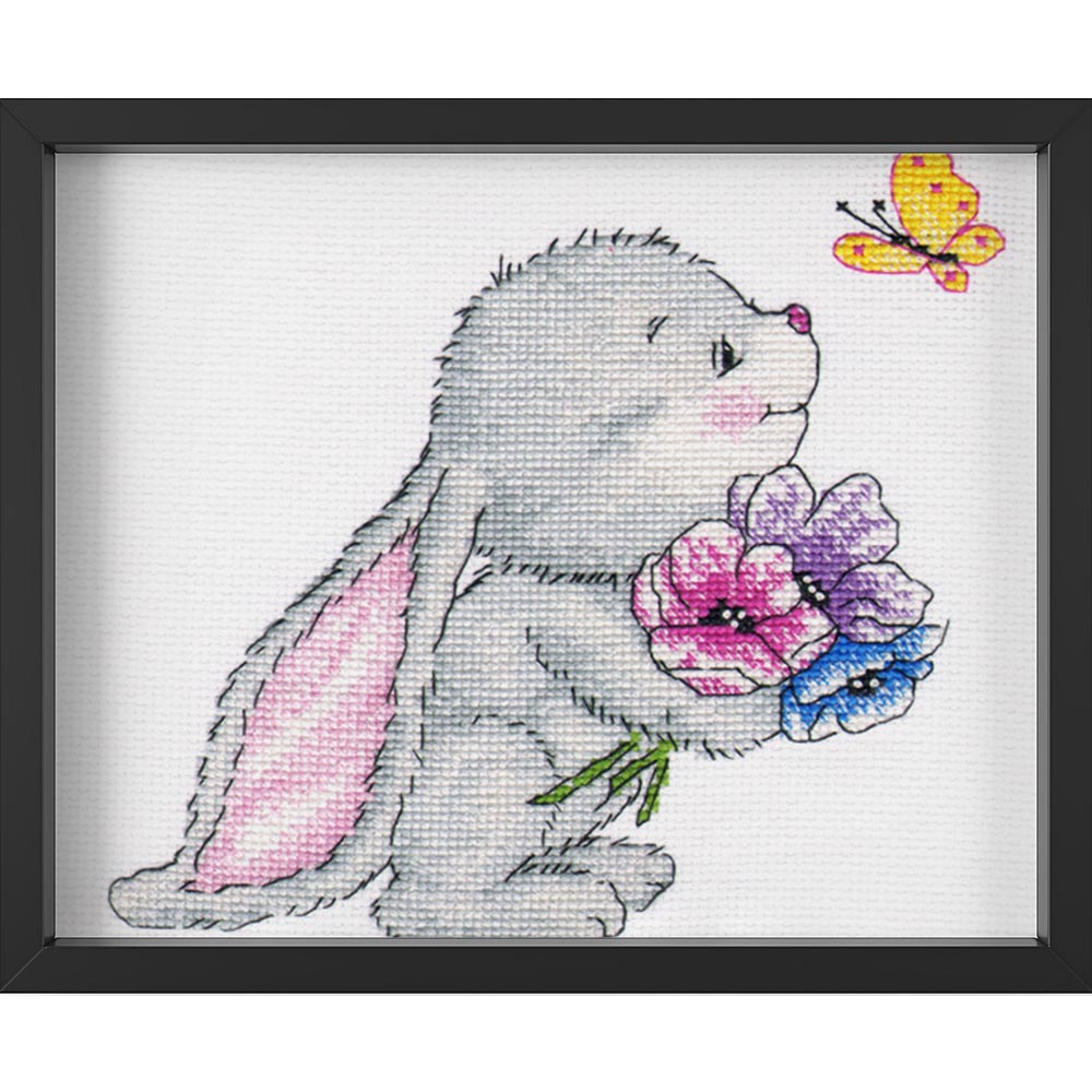 Kreuzstich - Häschen | 15x15 cm - Diy - Fadenkunst