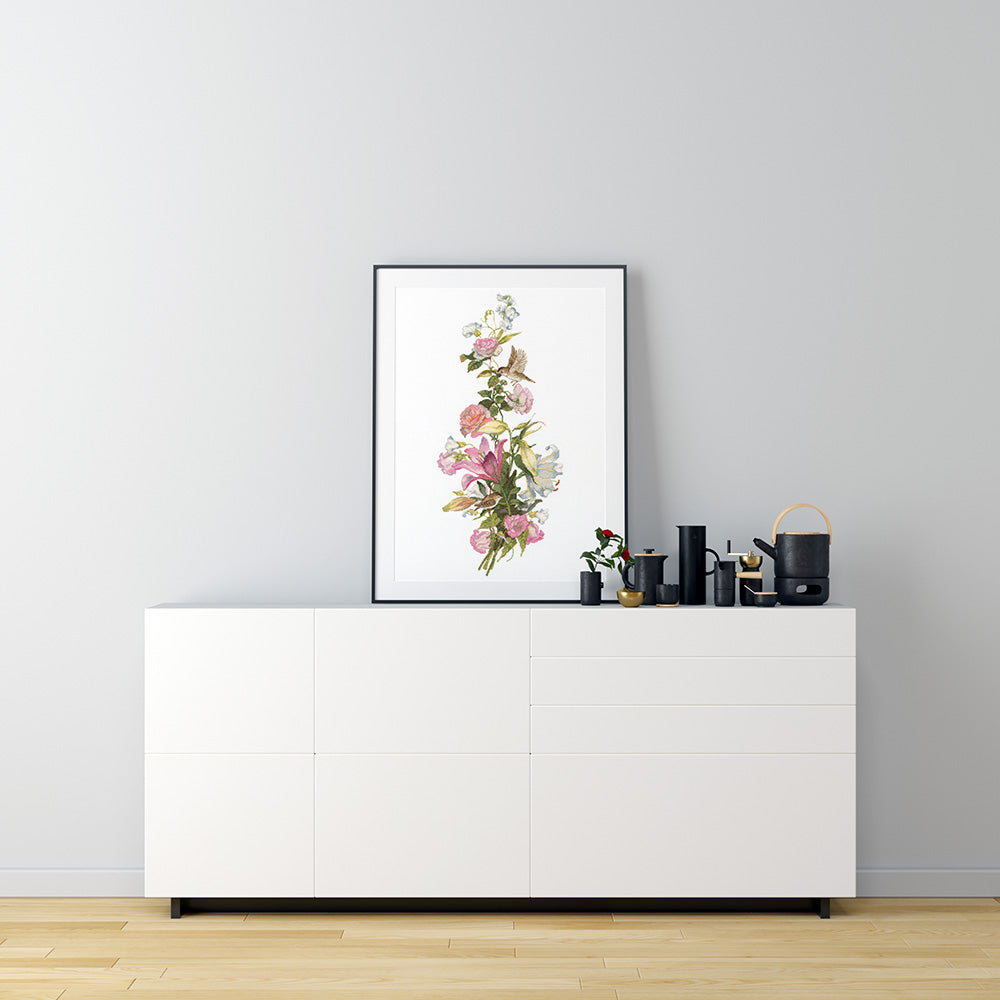 Kreuzstich - Blütenkomposition - Lilien | 20x45 cm - Diy - Fadenkunst