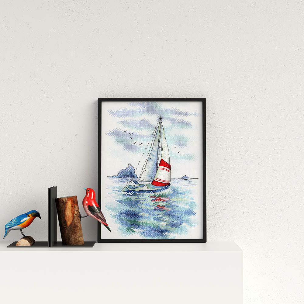 Kreuzstich - Seeregatta | 25x20 cm - Diy - Fadenkunst