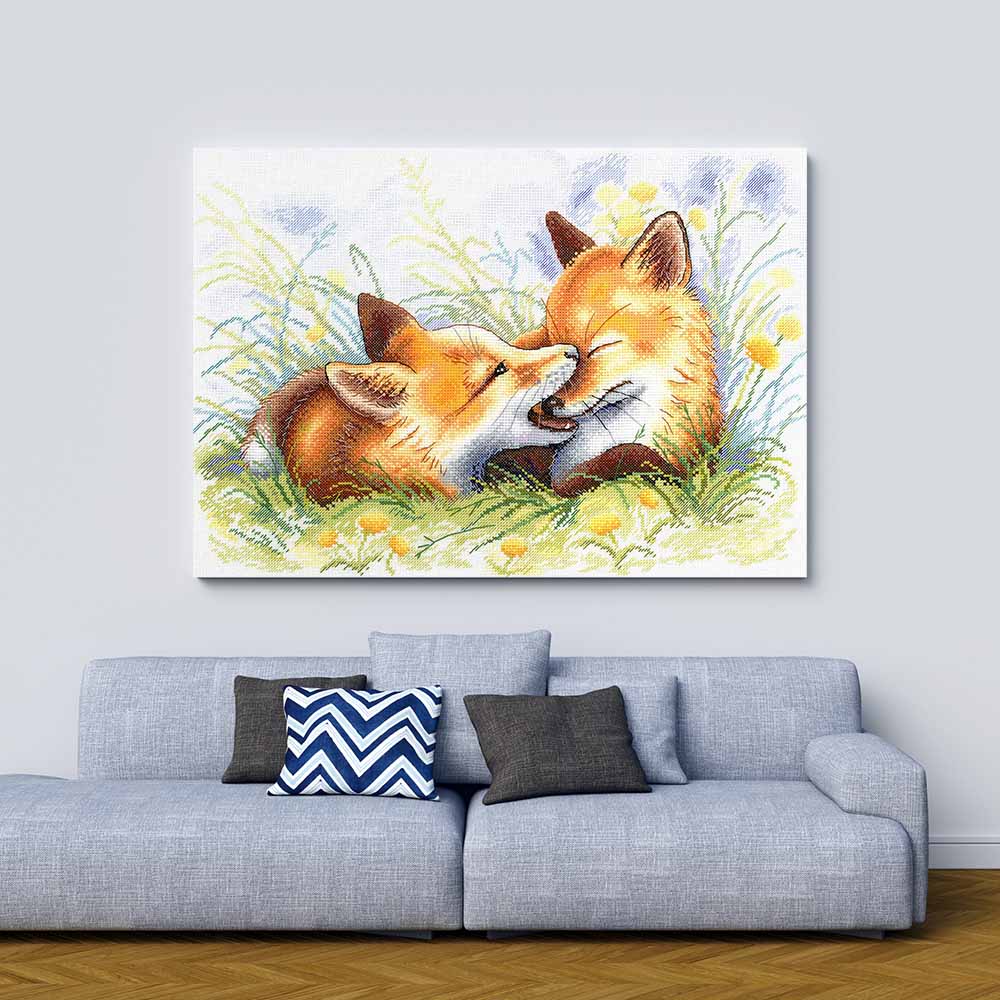 Kreuzstich - Spitzbübischer Fuchs | 30x40 cm - Diy - Fadenkunst
