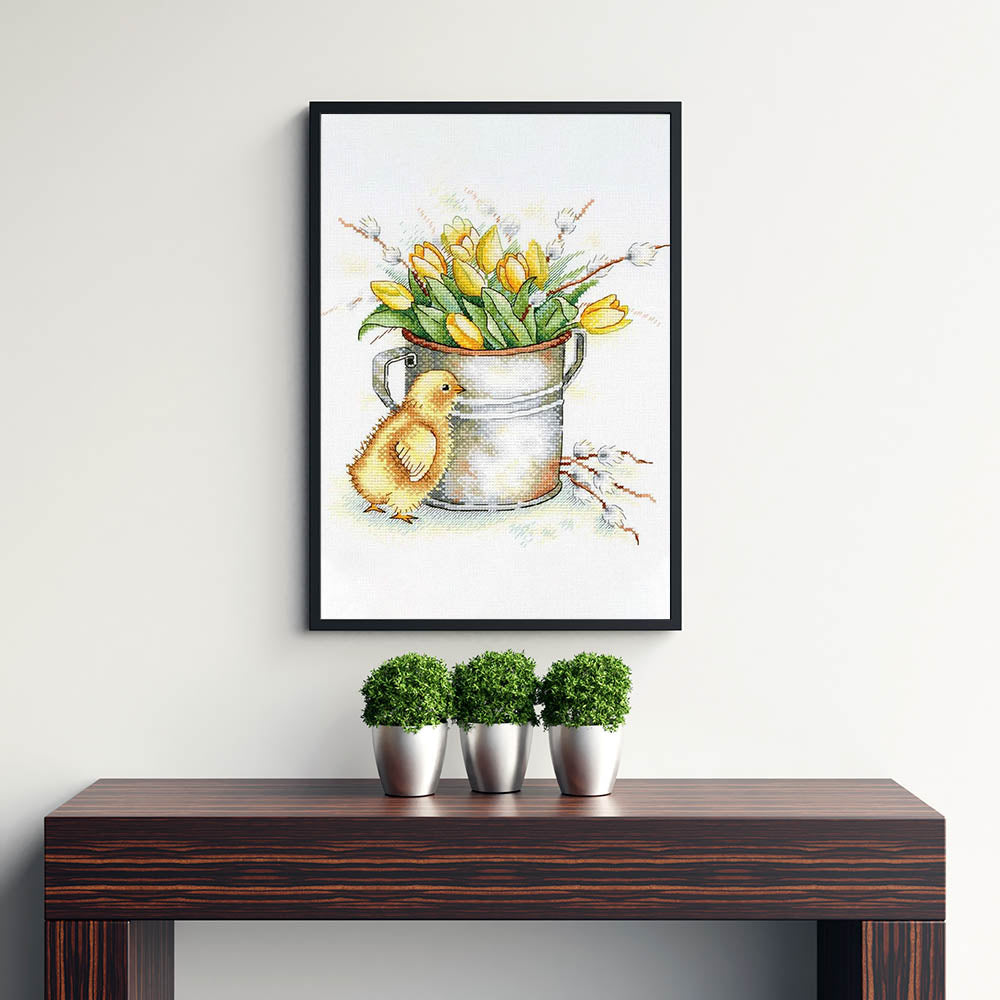 Kreuzstich - Tulpen Stimmung | 30x25 cm - Diy - Fadenkunst