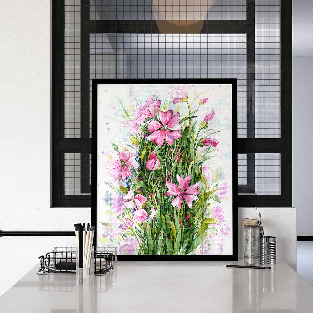 Kreuzstich - Blumensinfonie | 35x25 cm - Diy - Fadenkunst