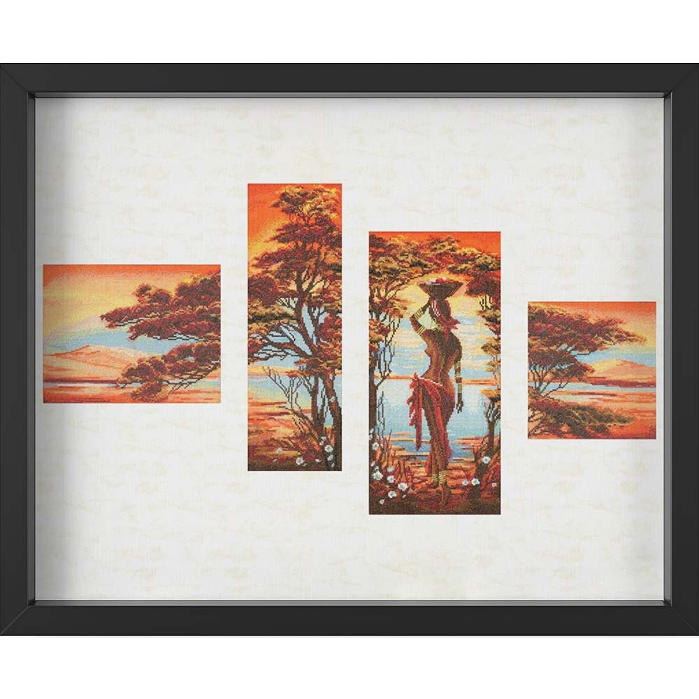 Kreuzstich - Oranje Fluss | 40x85 cm - Diy - Fadenkunst