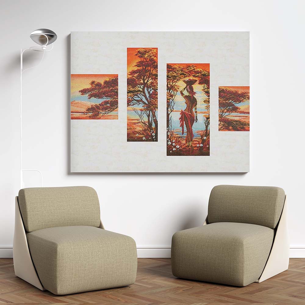 Kreuzstich - Oranje Fluss | 40x85 cm - Diy - Fadenkunst