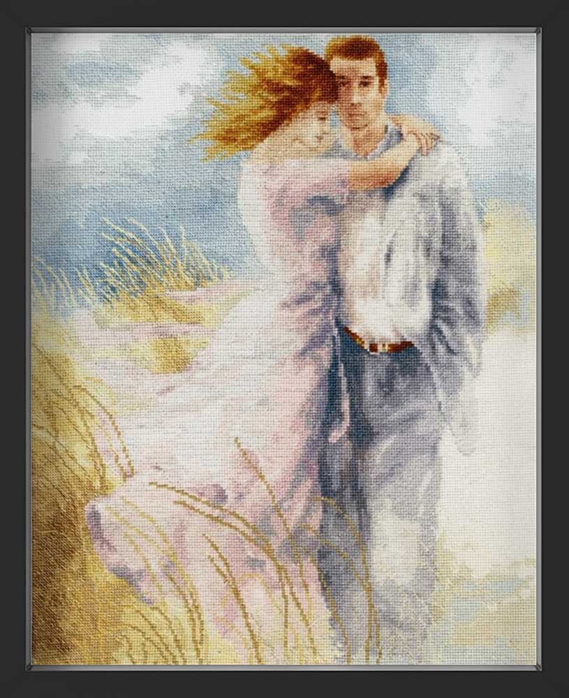Kreuzstich - Datum am Meer | 40x30 cm - Diy - Fadenkunst