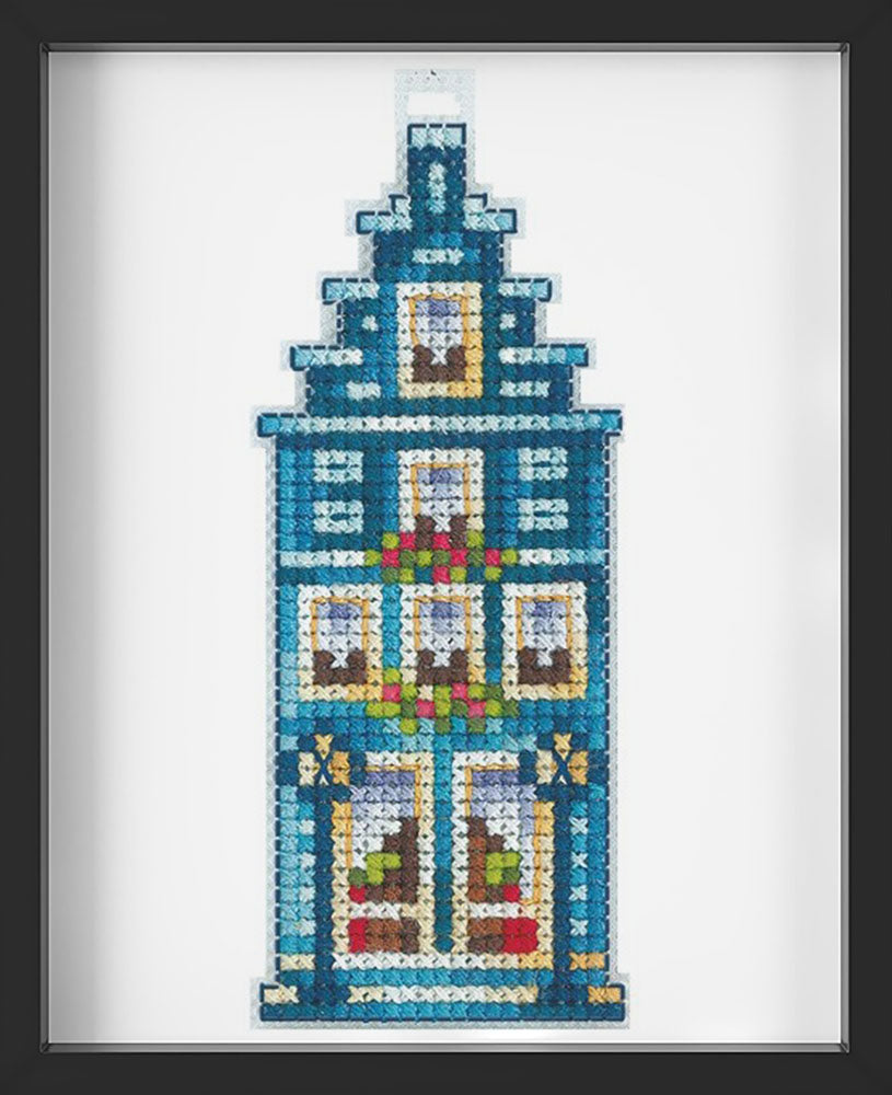 Kreuzstich - Türkisfarbenes Haus | 5x10 cm - Diy - Fadenkunst