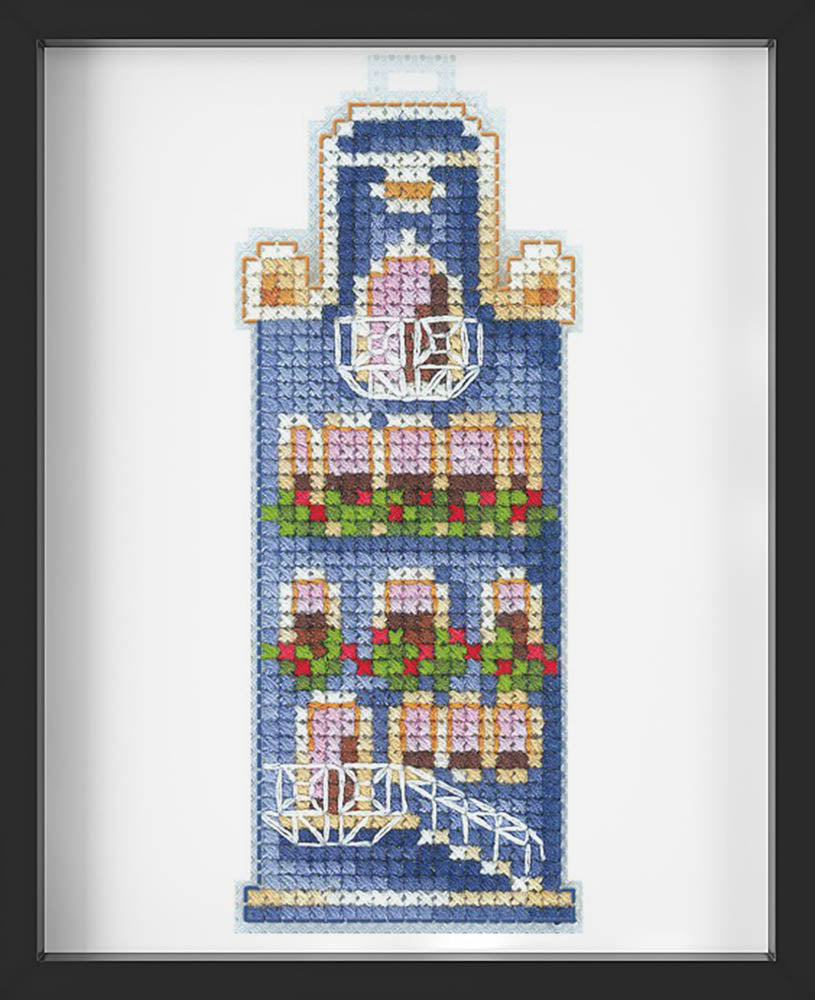 Kreuzstich - Blaues Haus | 5x10 cm - Diy - Fadenkunst