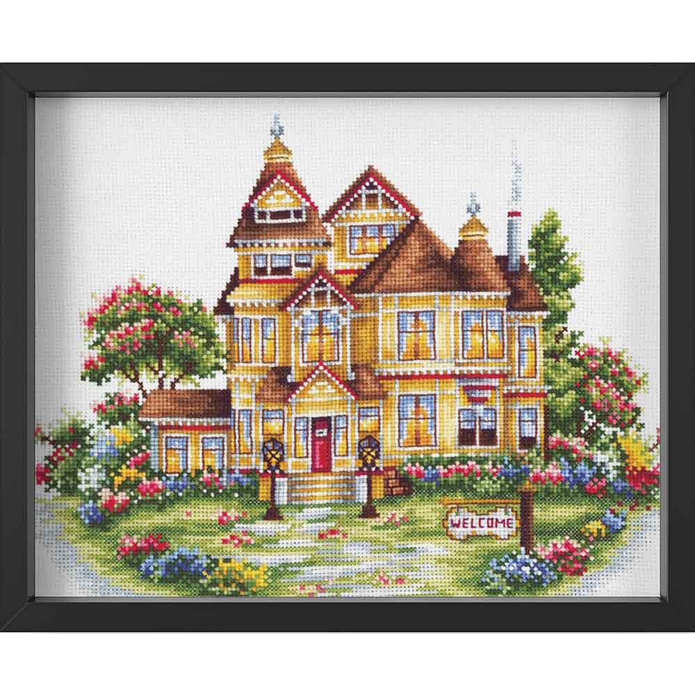 Kreuzstich - Willkommen | 30x20 cm - Diy - Fadenkunst